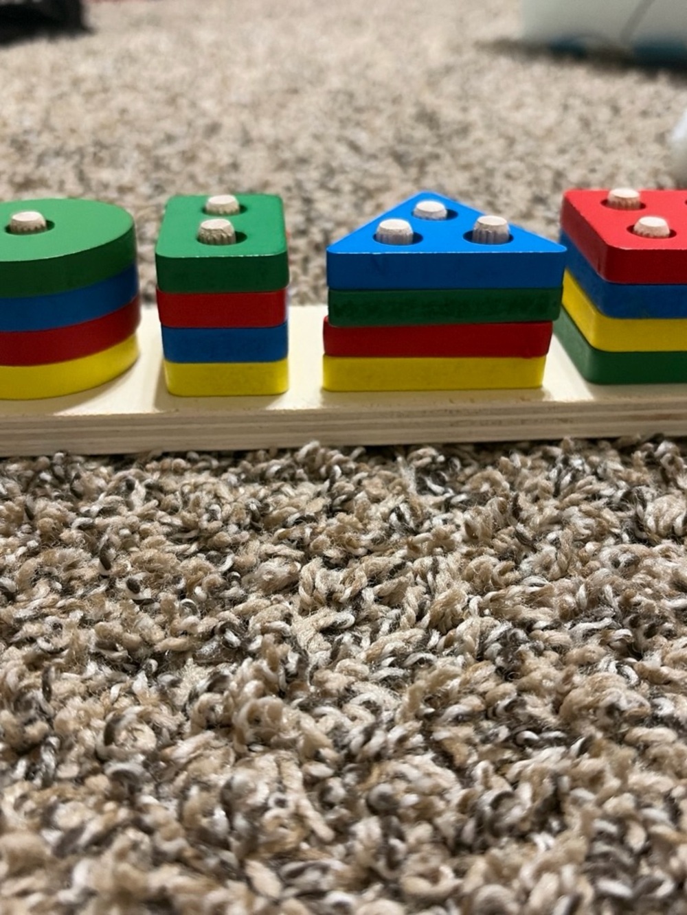Source Unknown Wooden Shape Stacking Board - Red, Blue, Green, Yellow